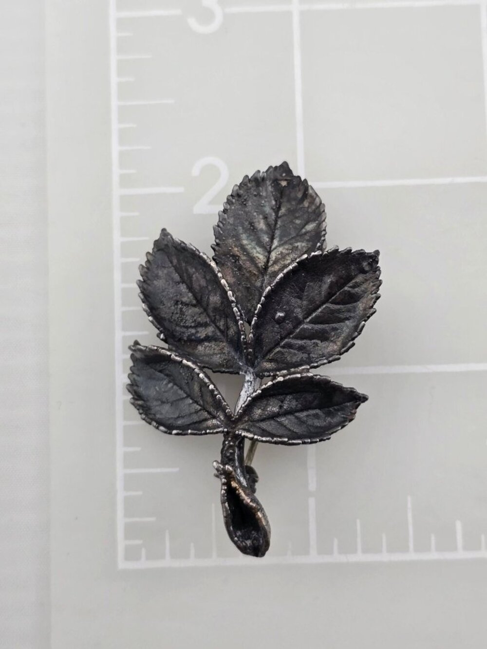 Vintage Ove Eriksen Sterling Silver Leaf Brooch Denmark Scandinavian - Picture 6 of 6